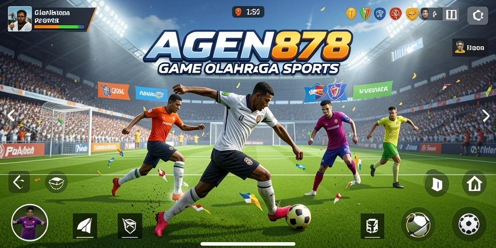 Tampilan gameplay seru dalam AGEN878 yang menampilkan kompetisi olahraga.