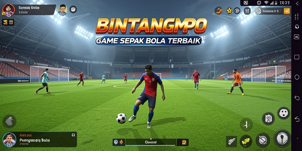 Tampilan menarik gameplay BINTANGMPO dengan aksi sepak bola nyata.