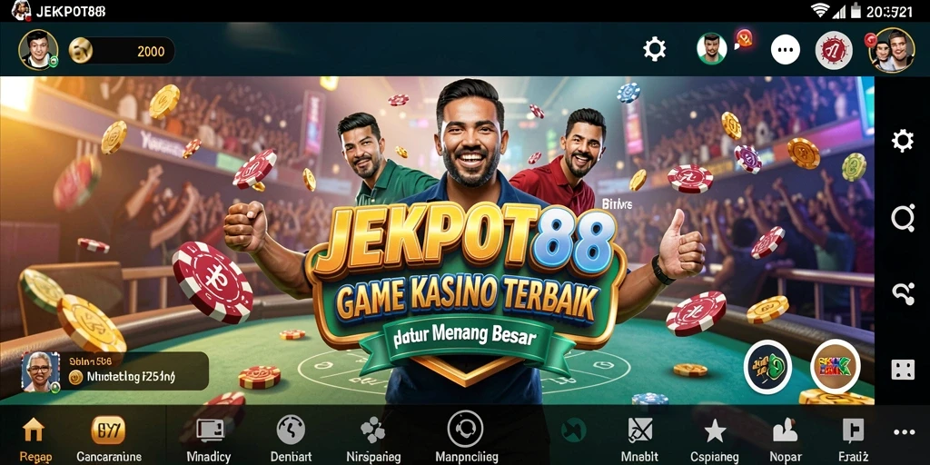 Tampilan utama gameplay Kasino JEKPOT88 yang menarik dan interaktif.