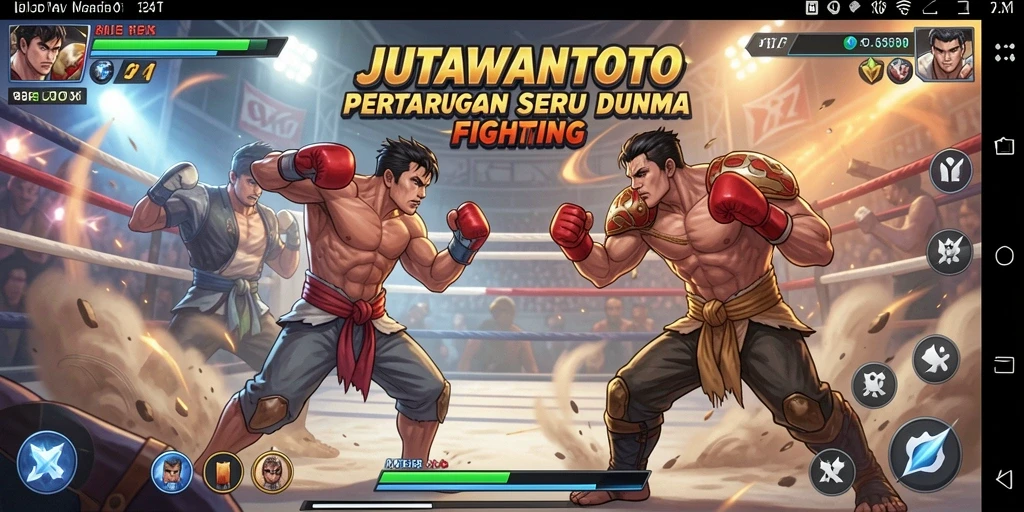 Screenshot JUTAWANTOTO menampilkan pertarungan mendebarkan antar karakter.