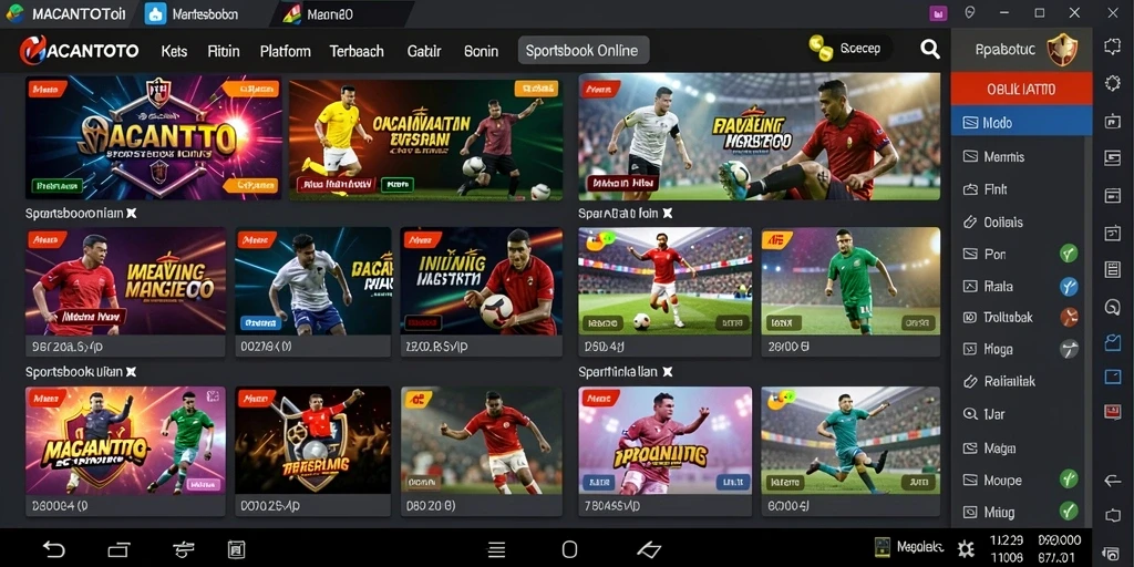 Screenshot utama MACANTOTO yang menunjukkan antarmuka sportsbook.