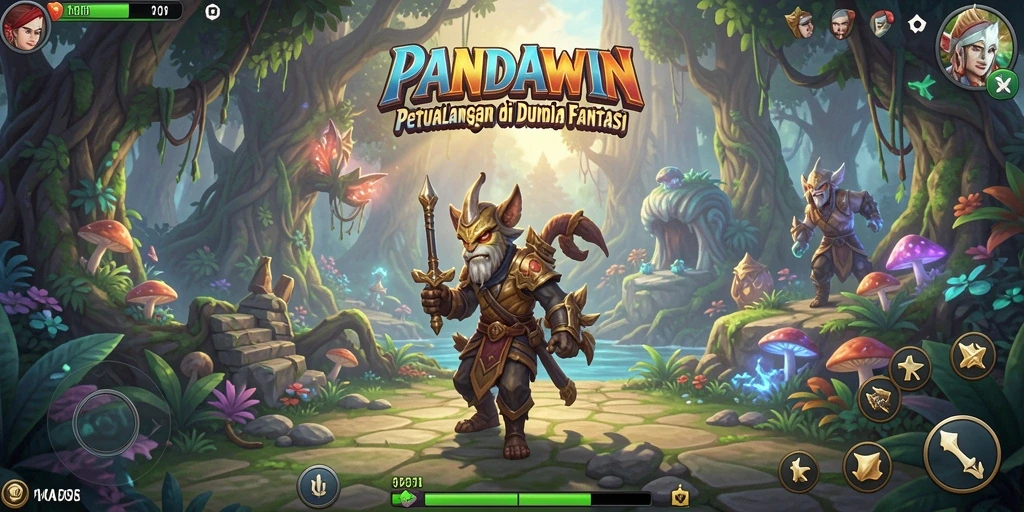 Tangkapan layar gameplay PANDAWIN yang penuh aksi petualangan.