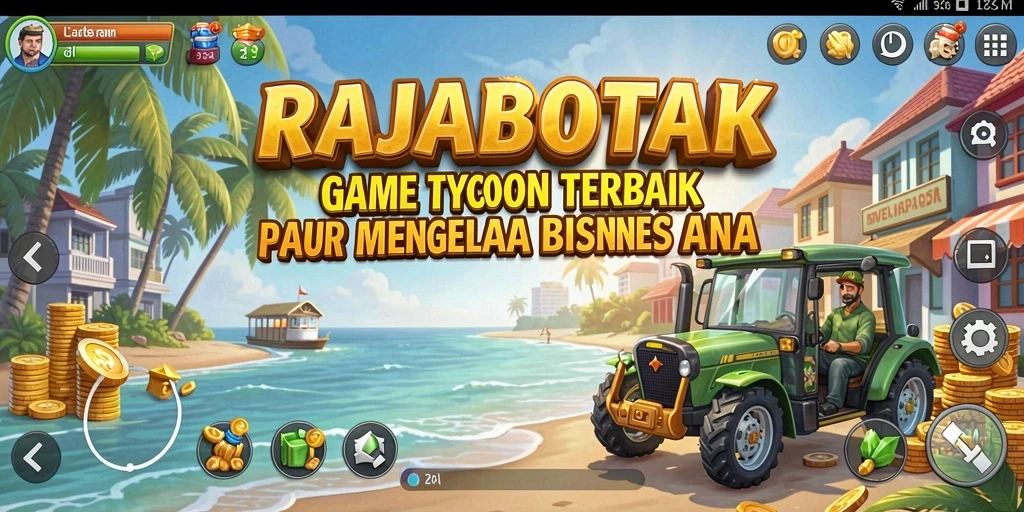 Tampilan gameplay menggembirakan dalam RAJABOTAK, menampilkan pengelolaan bisnis yang dinamis.