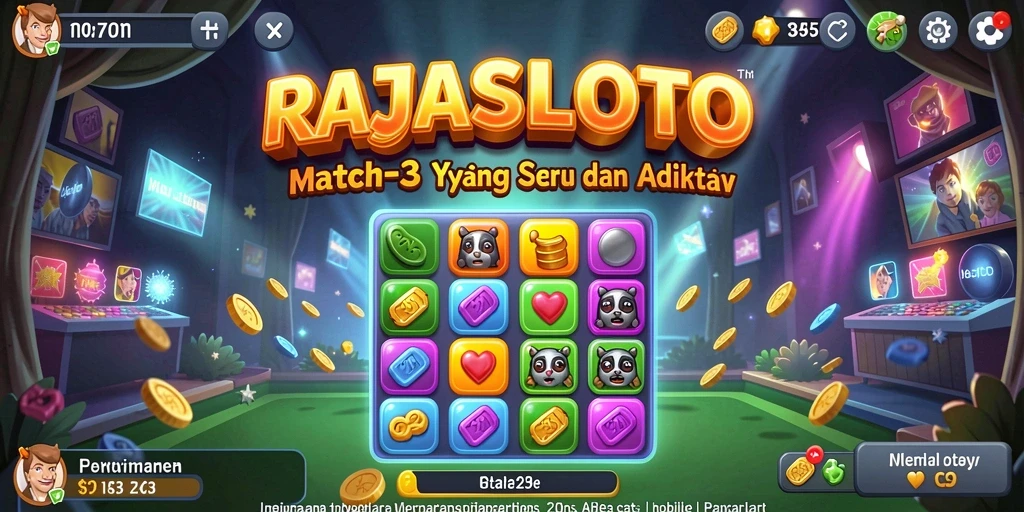 Screenshot gameplay RAJASLOTO yang menunjukkan momen mencocokkan simbol.