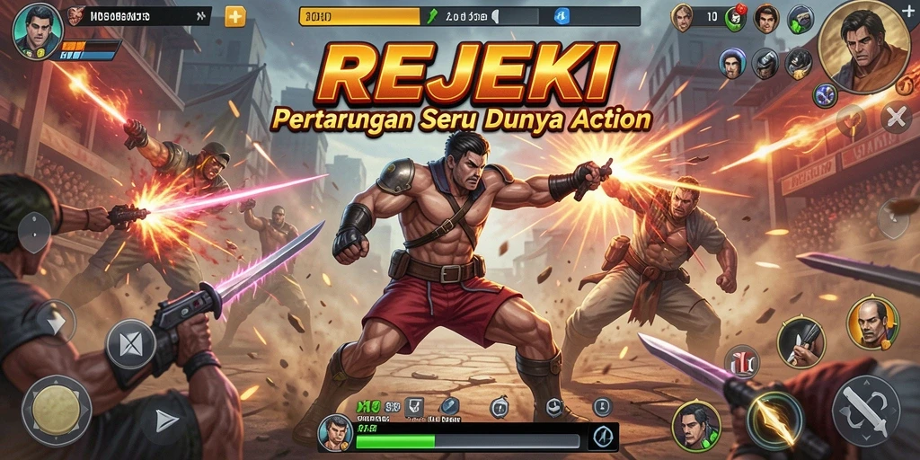 Tampilan gameplay REJEKI yang menampilkan aksi seru dan grafis menawan.