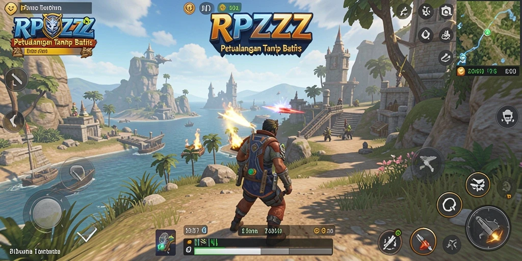 Screenshot menunjukkan pemain menjelajahi dunia terbuka RPZZZ.